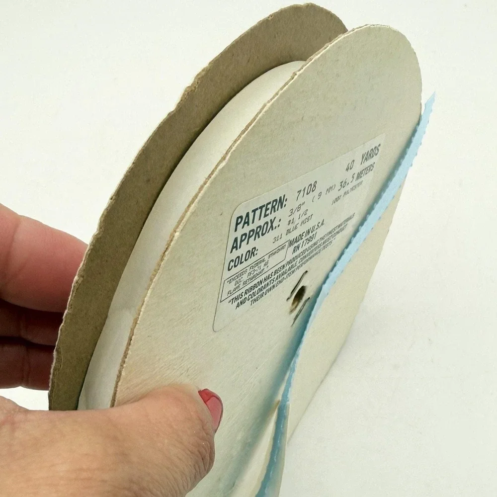 Vintage Blue Mist Picot Edge Ribbon Trim Roll 3/8